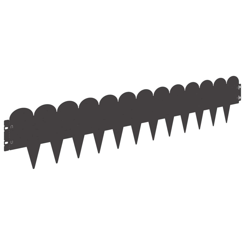 103 cm W Steel Lawn Edging Fencing with 20, 20cm H x 103cm W, Black