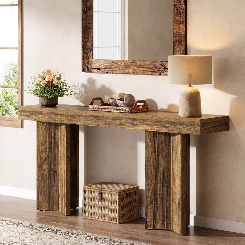 Console 63 po, table d'entrée en bois