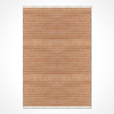 Modern Salmon Machine Washable Non-Slip Area Rug