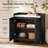 35'' W Modern Fluted Sideboard Buffet Cabinet with Storage, Black Accent Credenza Cabinet with Faux Marble Top, 2 Doors & Adjustable Shelf, Wood Console Cabinet for Dining Room, Kitchen, Entryway, Living Room