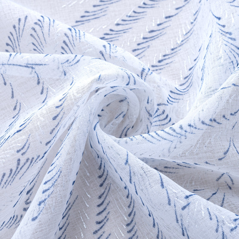 Panneau de rideau de fenêtre semi-transparent Faye, Bleu, L 54 po x L 95 po
