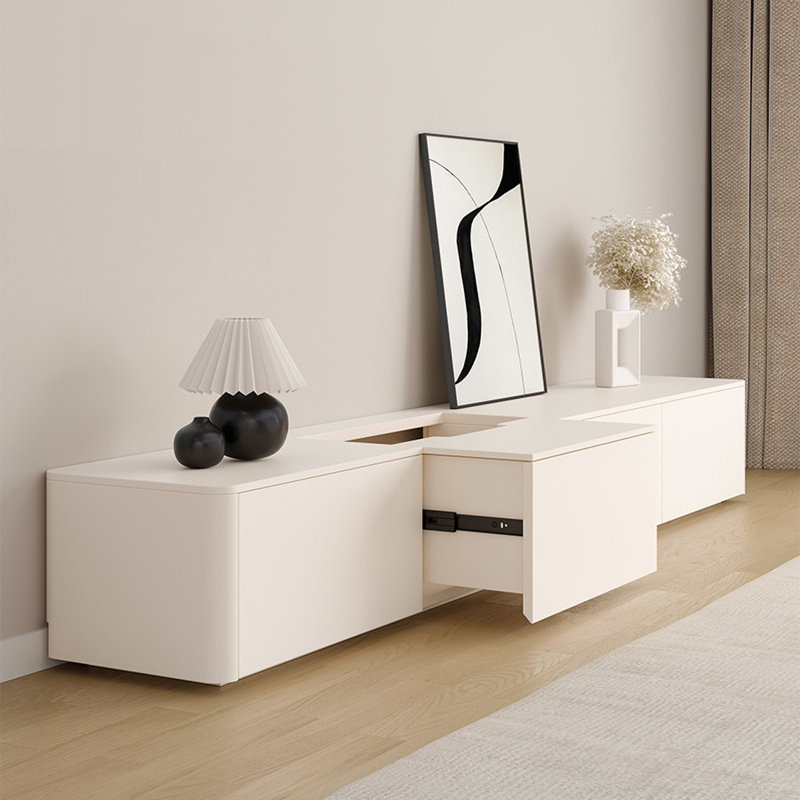 Meuble télé moderne en bois manufacturé beige, 86.61, Beige