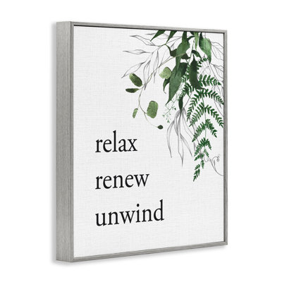 «Relax Renew Relax» avec giclée encadrée de feuillage, design par lettré et doublé