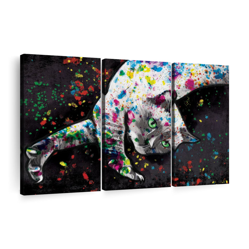 «Siamese Cat Color Splash Paint» sur toile, H 20 po x l 33 po x P 1,25 po