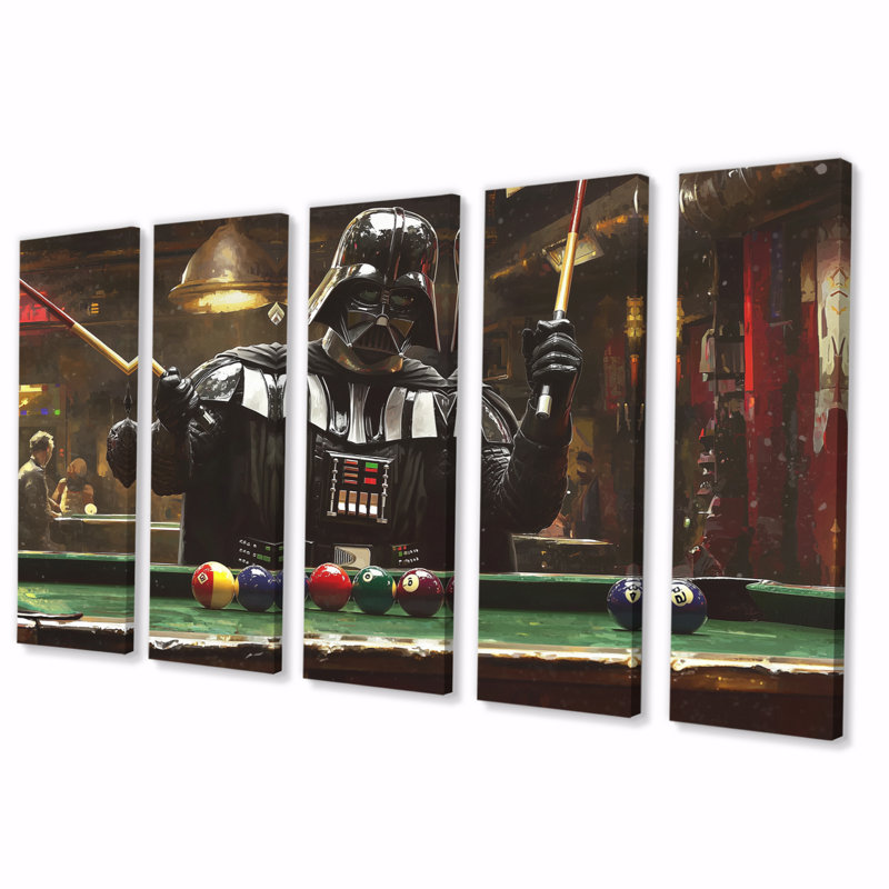 «Dark Vador jouer au billard IV», ensemble de reproductions d'art mural, H 28 po x l 60 po