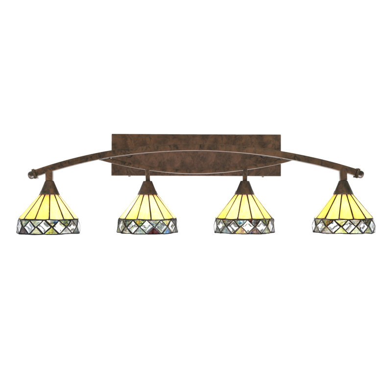 Barre d'éclairage de salle de bain 4 lumières Bow avec finition en bronze 7 po Diamond Peak