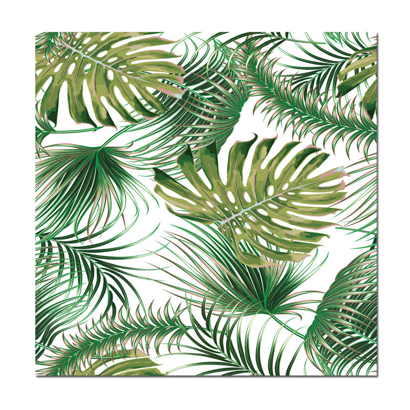 Plam Beachy Print, Square 24" H x 24" W x 1.5" D