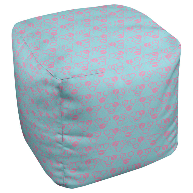 Repose-pieds à cubes classic circle ondulations, Bleu sarcelle / rose