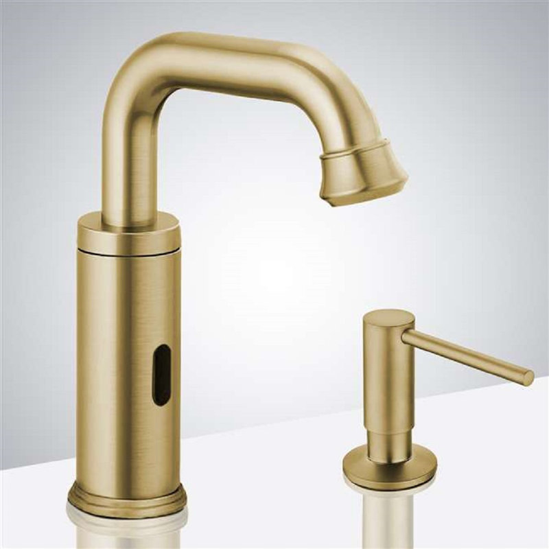 BathSelect Marsala Brushed Gold Commercial Touchless Automatic Sensor Faucet