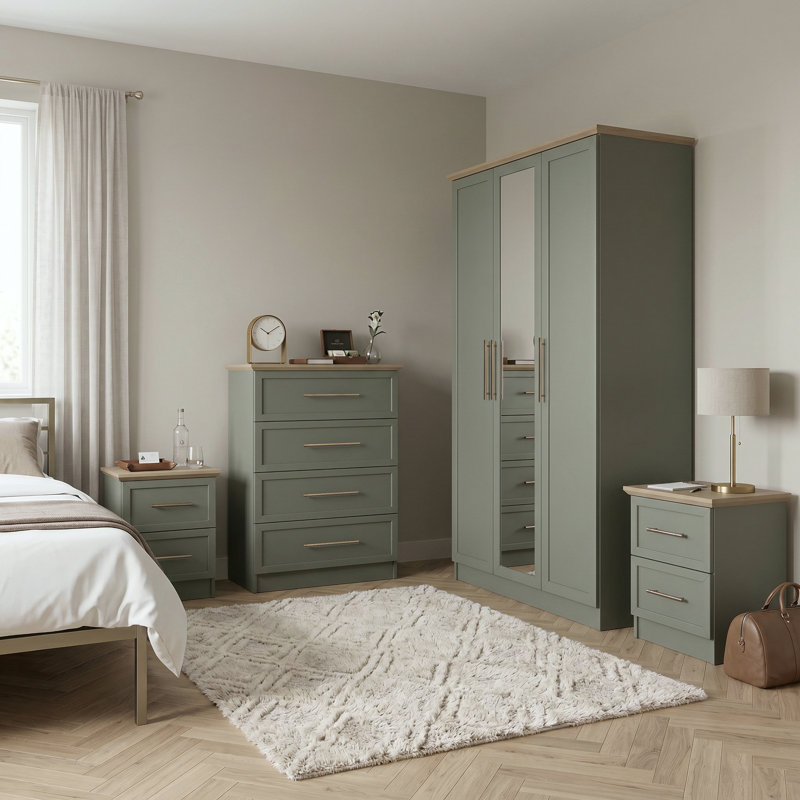 Cleverton 4 Piece Compact Bedroom Storage Set, Kale Green