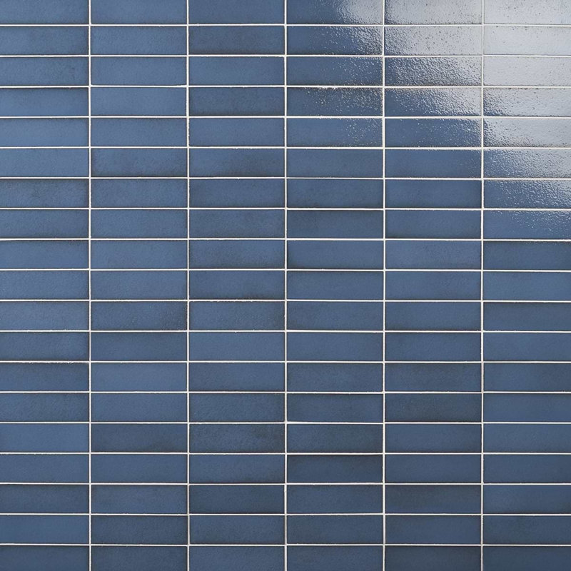 Color One 2x8 Glossy Lava Stone Tile, Steel Blue