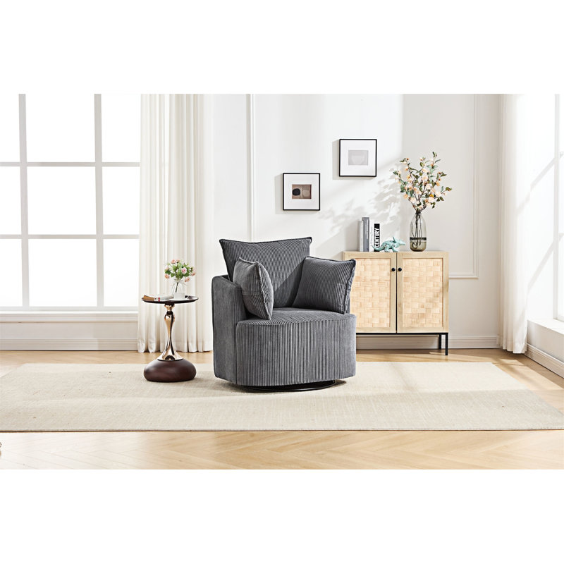 Fauteuil demi-tonneau rembourré, Gris