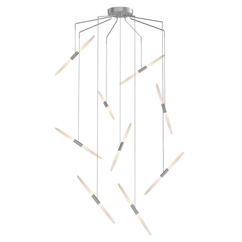 Ballet 9 - Light LED Chandelier, Bright Satin Aluminum