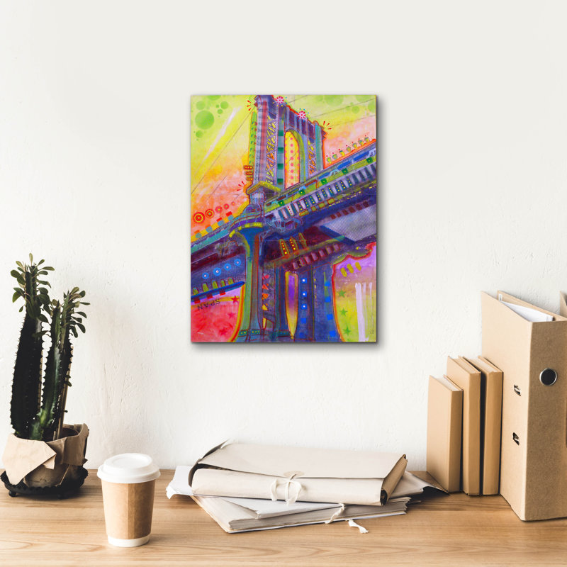 «Manhattan Bridge» par Dean Russo Studios, art mural sur toile, H 16 po x l 12 po x P 0,75 po