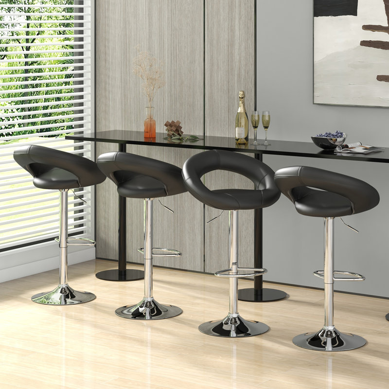 Deaisha Swivel Upholstered Adjustable Height Counter Stool with Metal Frame