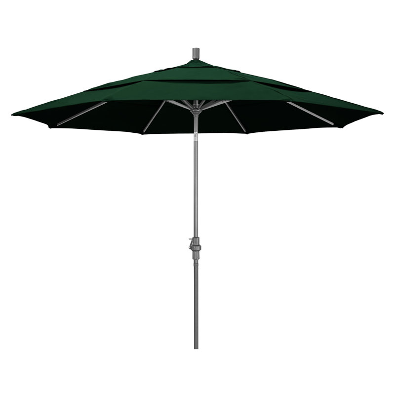 Parasol de marché Broadmeade octogonal Sunbrella, Gris martelé, Toile Sunbrella® vert forêt