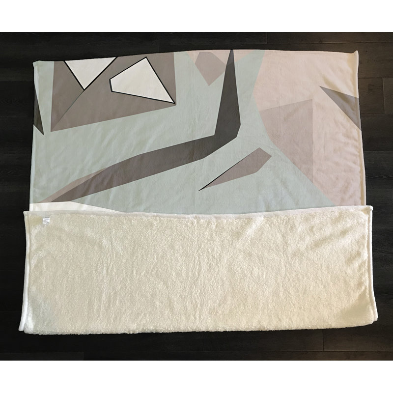 Throw Blanket, Geometric Shapes/Abstract, 68" W x 80" L, Gray/Blue/Pink