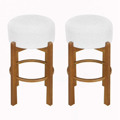East Urban Home Wooden Upholstered Barstool,Set of 2