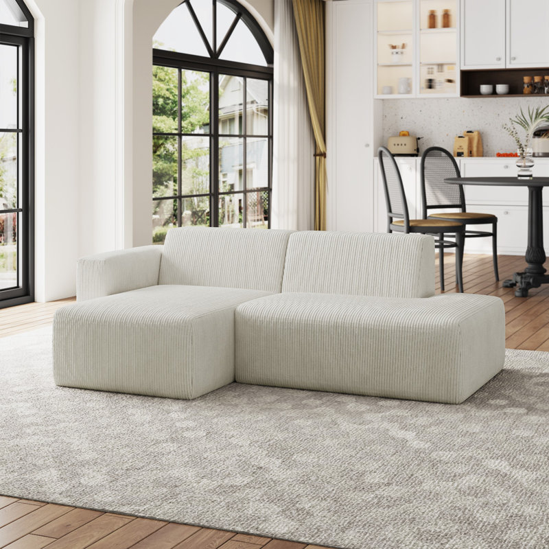 Berlare Modular Corner Sofa, Beige Corduroy, Left Hand Facing