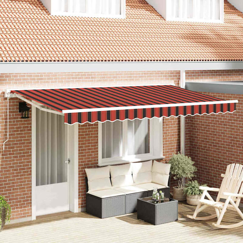 Retractable Awning, Red/Black/White, 350 cm W x 200 cm D