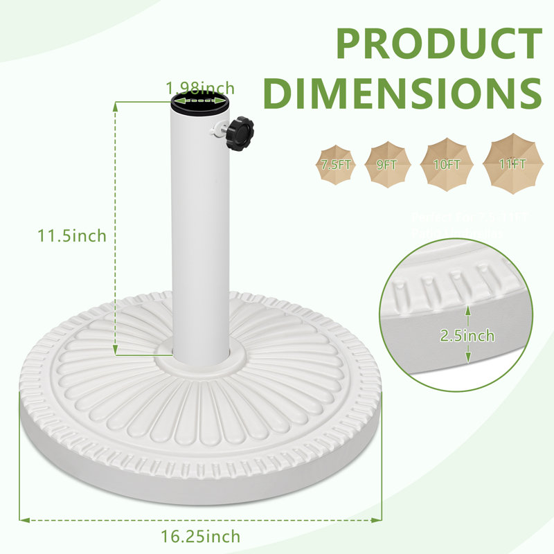 23lbs Custodia Resin Free Standing Umbrella Base, White