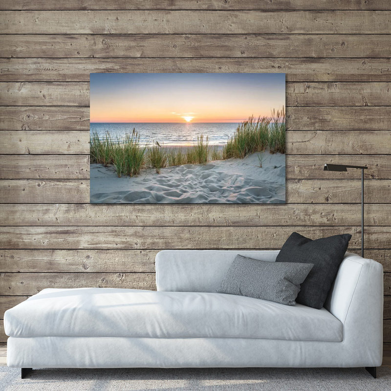 Magnifique coucher de soleil à la plage, impression sur verre acrylique, H 24 po x l 32 po x P 0,25 po