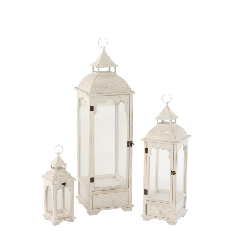 Cozy 3 Piece Wood Tabletop Lantern Set