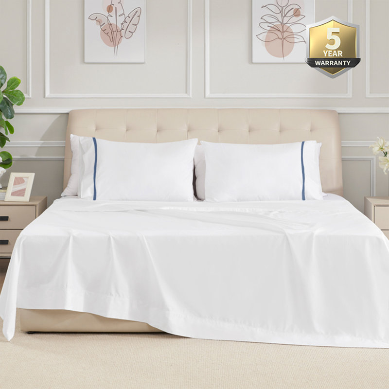 Ensemble de taies d'oreiller 100% coton tournesol, Bleu mer, Grand lit