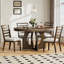 Round Dining Table For 4 With Chairs Set, Extendable Dining Table Set With 16" Removable Middle Leaf, 5 Piece Retro Dining Table Set Unique Geometric Design For Kitchen, Dining Room-363066228