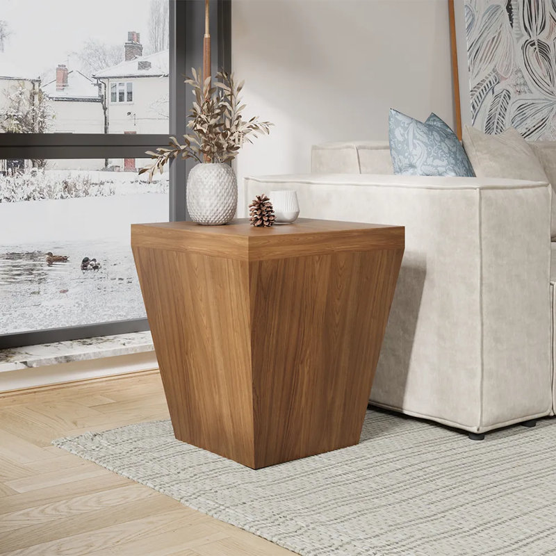 17.72" Walnut Veneer Side Table