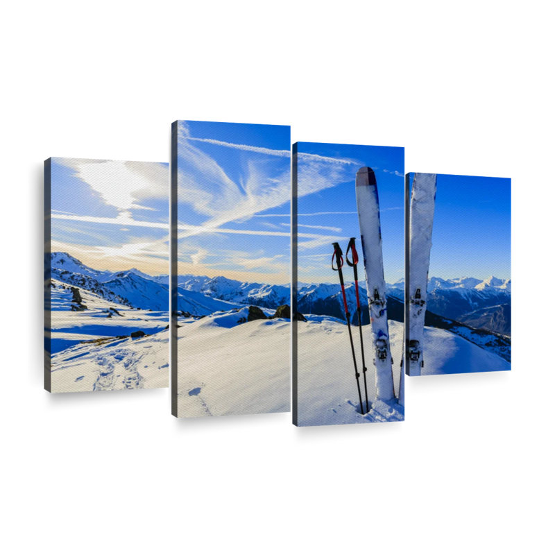 Snowy Mountain Ski Trip 4 pièces, H 54 po x l 84 po x P 1,25 po