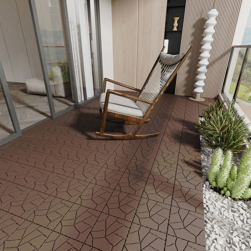 Carreaux de terrasse de style pierre de 12 po, carreaux de terrasse à emboîtement de module de bricolage, carreaux de cour faciles et rapides à installer pour le porche, le balcon de la piscine, la cour, 44 po