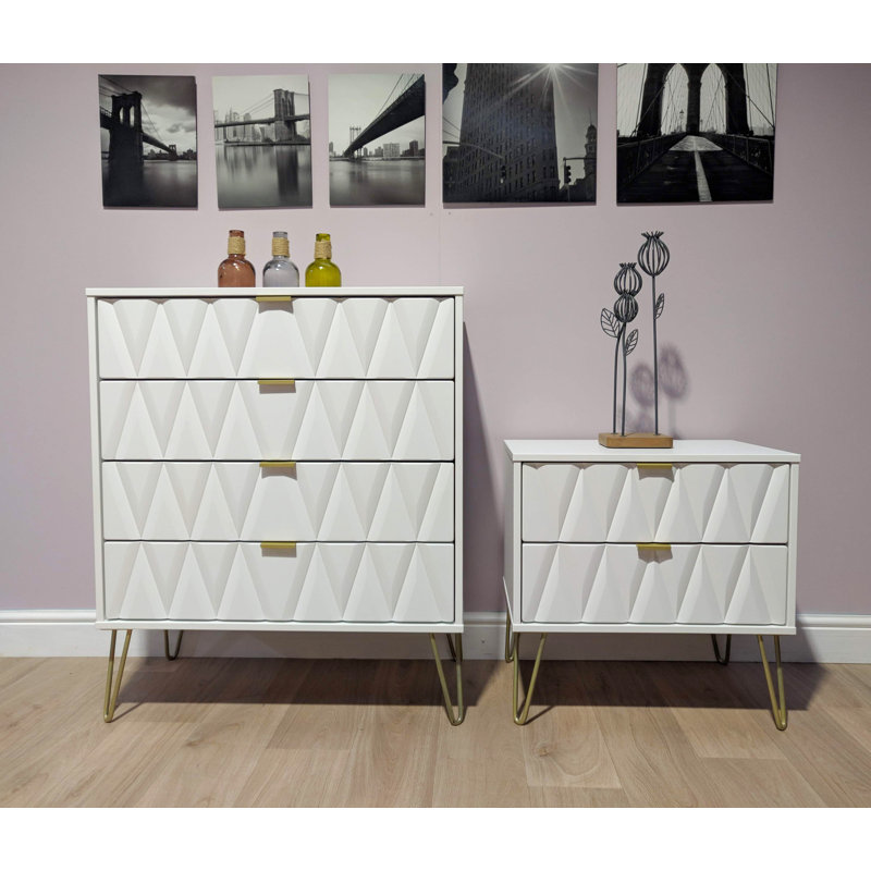 Fully Assembled Forst 4 Drawer Chest, White/White