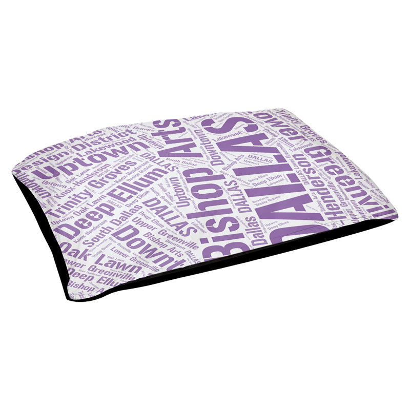 Coussin de chien « districts », Moyen (H 9,5 po x l 28 po x P 18 po), Dallas, Mauve