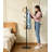 Modern Black Metal Coat Rack With 8 Hooks And 3 Adjustable Positions; Sturdy Sintered Stone Base; Versatile For Storing Clothes, Hats, And Bags.