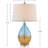 Set Of 2 Modern Table Lamps With Ombre Crackled Glass Base, Tapered Drum Shade, And Rotary On/Off Switch, Perfect For Bedside Or Study Lighting
