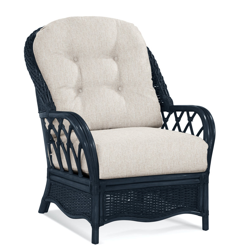  Everglade Rattan Arm Chair, Bisque, Snow Crypton Performance; 0884-91