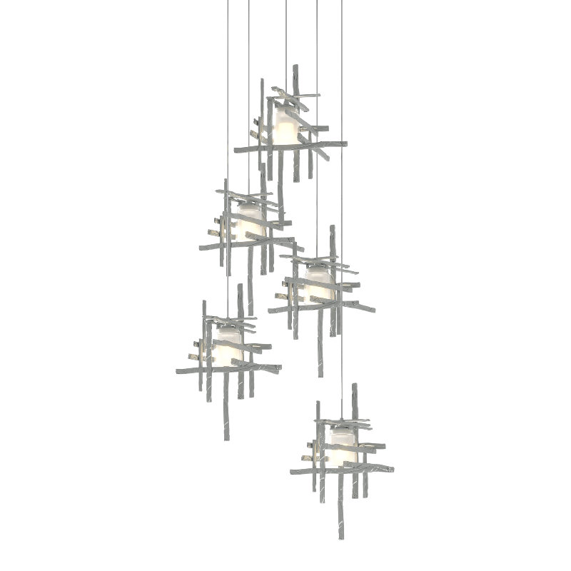 Tura 5 - Light Cluster Pendant, 50" - 80", Seeded Clear, Vintage Platinum