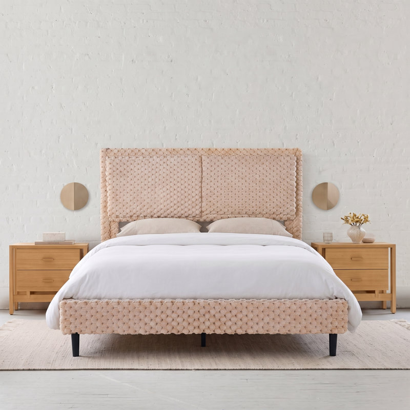 Lit tapissier contemporain Solara, Grand, Chameau