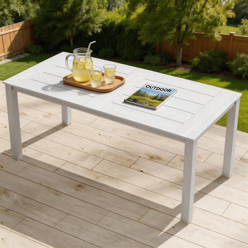 Outdoor Plastic Patio Table All Weather Outdoor Dining Table, White