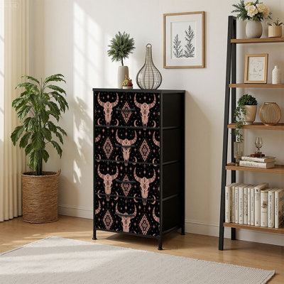 Commode de rangement verticale 4 tiroirs Boho
