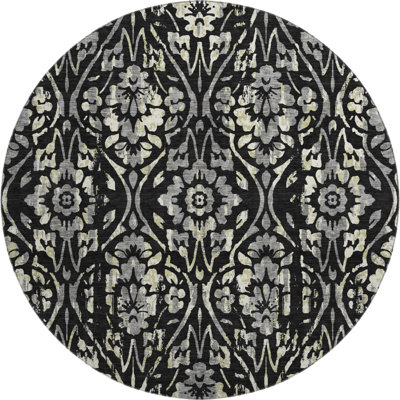 Premium Machine Washable Prisco Black Rug