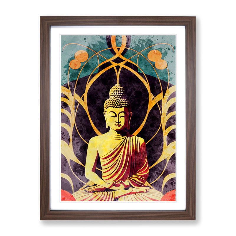Splendid Buddha - Framed Print, 34cm H x 25cm W x 2cm D, Brown Framed