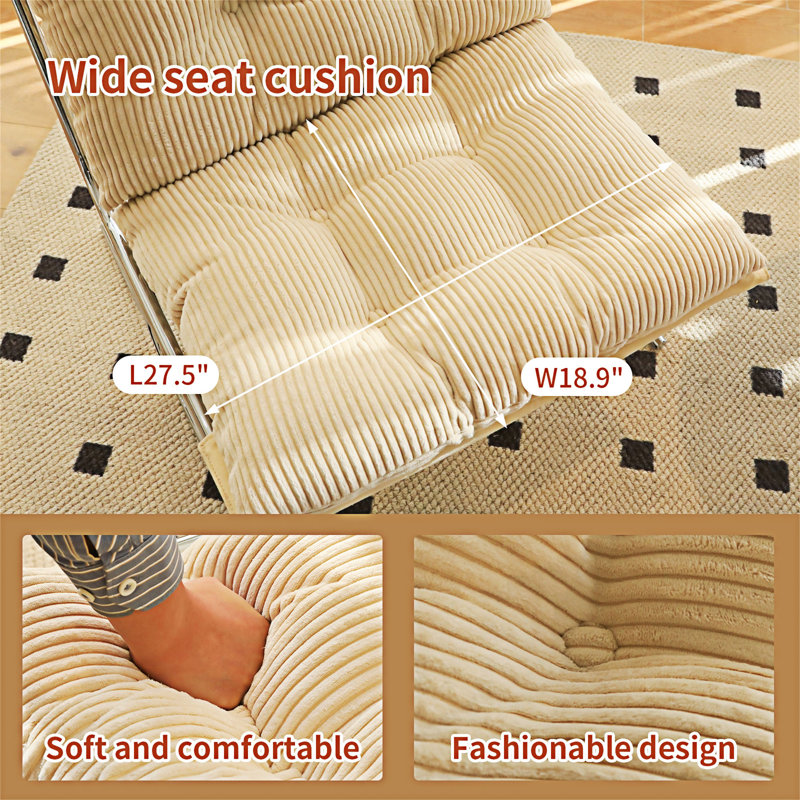 Chaise d'appoint rembourrée, Crème