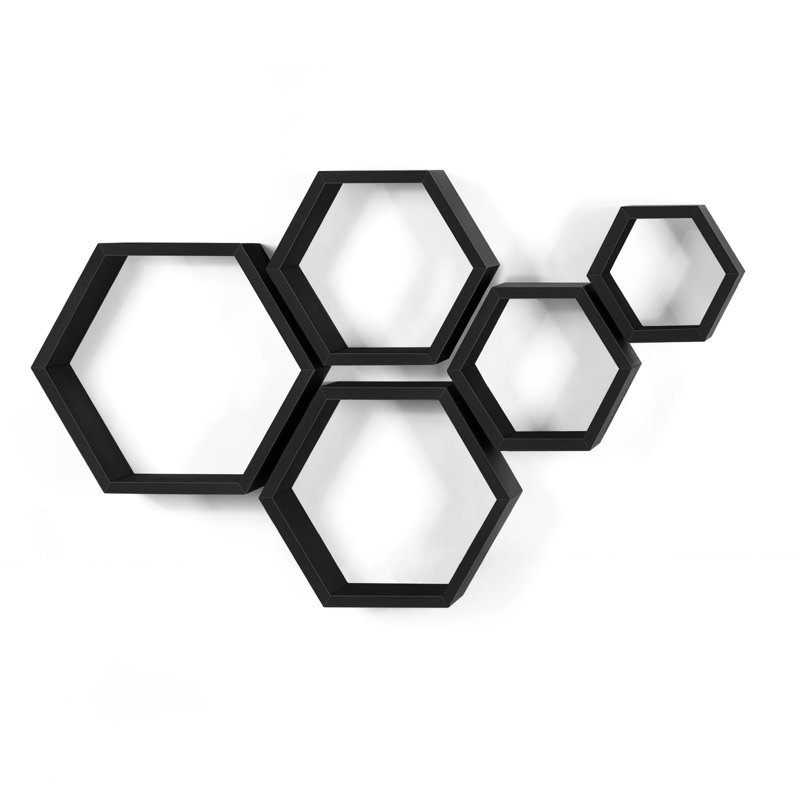 5 Piece Hexagon Floating Shelf