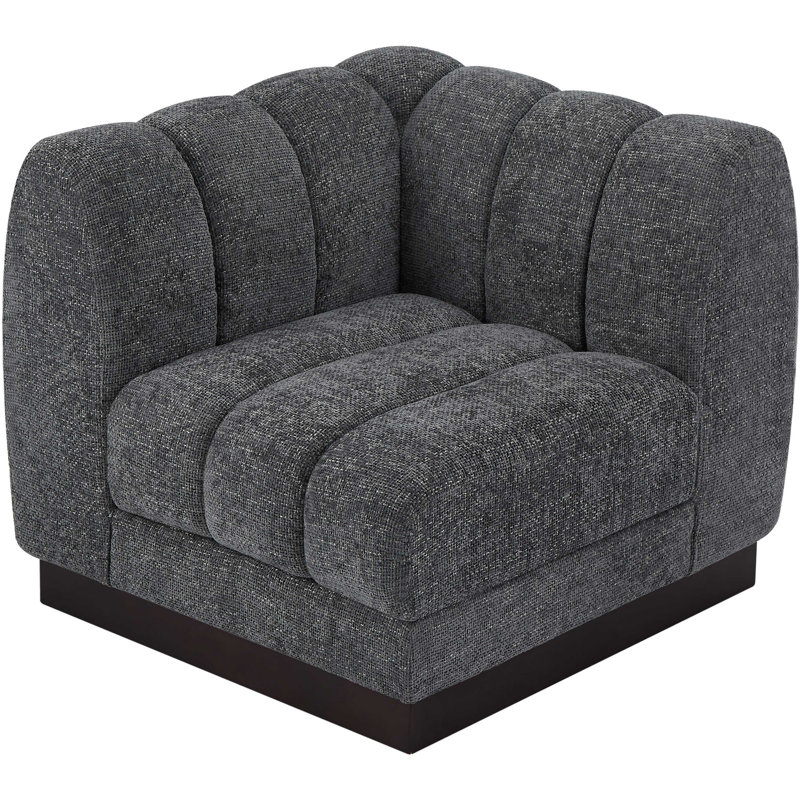 Quinn Chenille Fabric Corner Chair, Grey Chenille Fabric