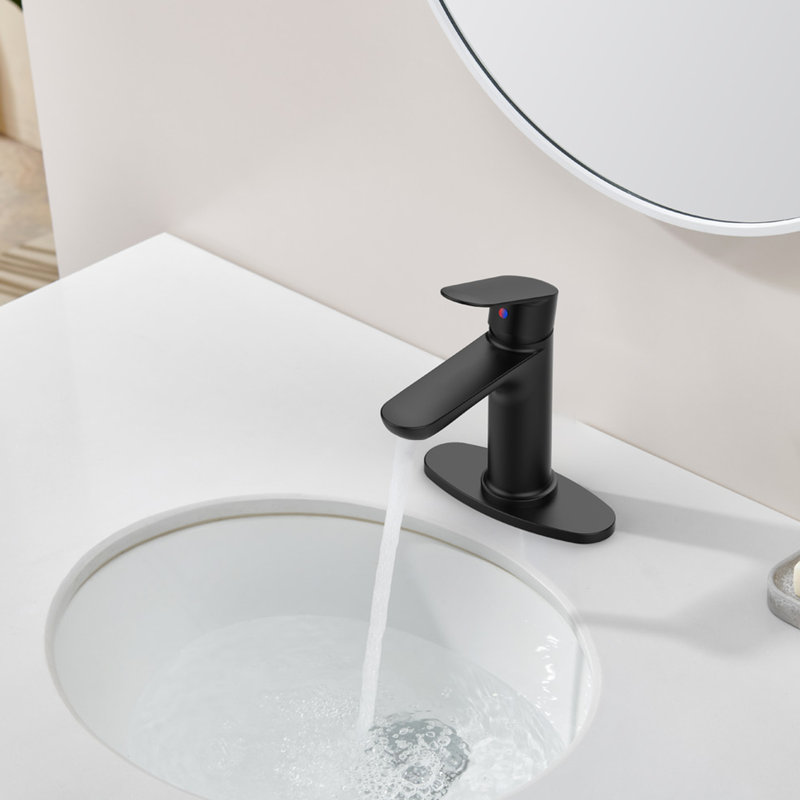 Robinet pour lavabo de salle de bain noir mat - montage sur comptoir à 1 trou, résistance aux égratignures, à la corrosion et option écoénergétique