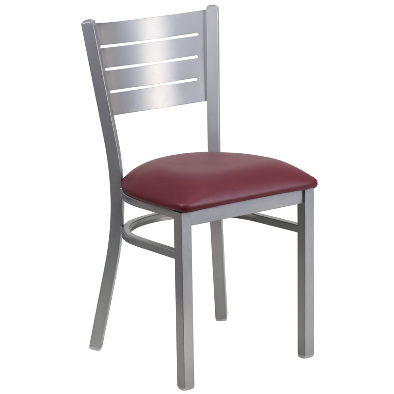 Elkton Slat Back Metal Restaurant Chair, Burgundy