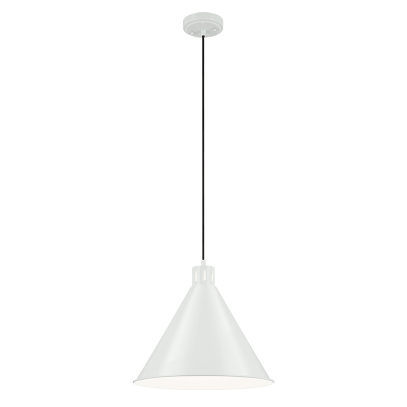 14.25" 1-Light Cone Pendant, White