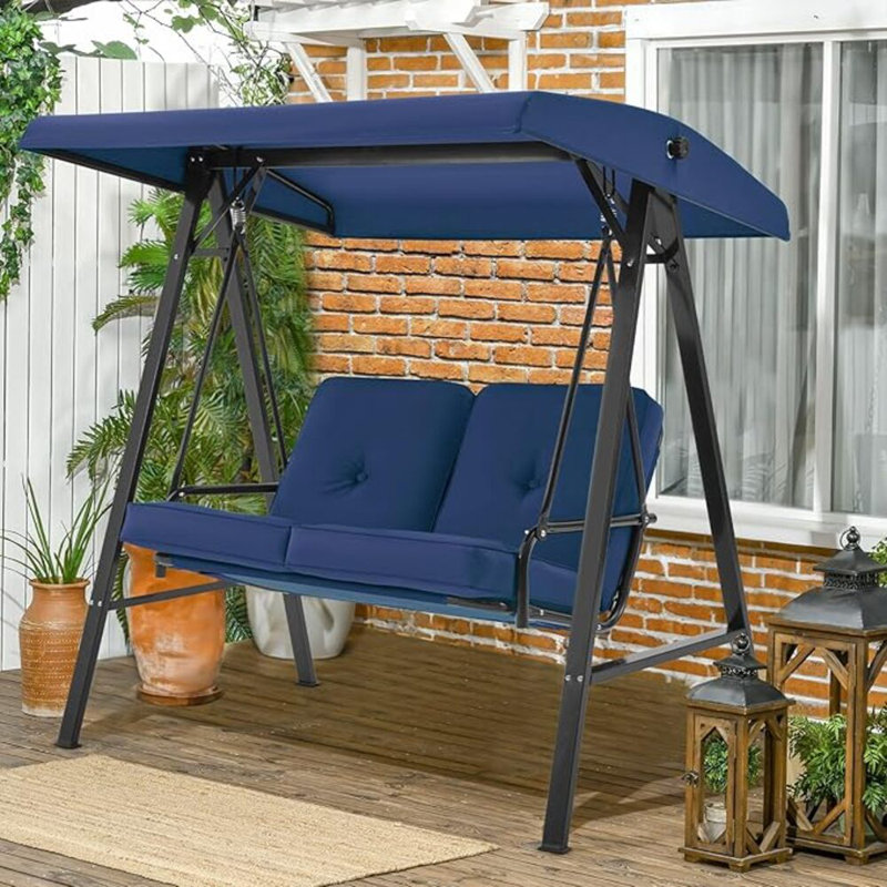 2 Person Porch Swing with Canopy, Blue